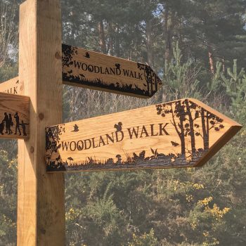 Fingerpost with laser etched graphics