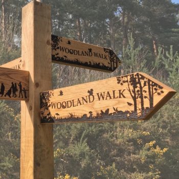 Laser etched oak fingerposts, with single or double sided pointers