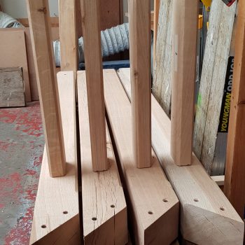 Oak lecterns legs in workshop